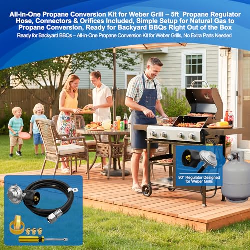 Natural Gas To Propane Conversion Kit for Weber Spirit II 310/315/E310/210,for Weber Conversion Kit w/ CSA 5FT Propane Regulator Hose,LP Orifices,Tool,Tape, Grill Gas to Propane Conversion Kit. by JNWYXIE - Used condition - Image 6