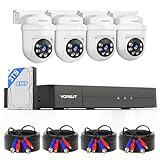 VORGUT 4K Wired Security Camera System, 8CH 8MP Lite DVR with 3TB HDD, 4X 8MP PTZ Wired CCTV Cameras, Indoor/Outdoor Surveillance DVR Kit with Human/Vehicle Detection, Smart Dual Light, 24/7 Record