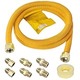 JUWO 72" Dryer Gas Line Kit for Stove, Water Heater, 5/8" OD Stainless Steel Gas Hose Connector Kit with 3/4" FIP & 3/4" MIP & 1/2" MIP Fittings, Long Distance Connection