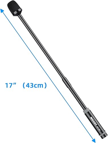 Miniatura 3 de Micrófono de cuello de cisne, micrófono dinámico profesional XLR de 17 pulgadas, metal negro que soporta rotación de 360, flexión, reducción de