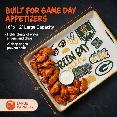 Proformance Home NFL Green Bay Packers Loco Fan Large Serving Tray w/Handles by Proformance Home - Image 3