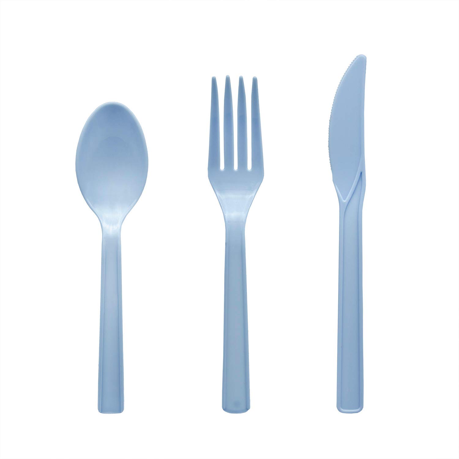 Party Essentials Hard Plastic Cutlery Combo Pack Available in 15 Colors, Light Blue, 68 Place Settings