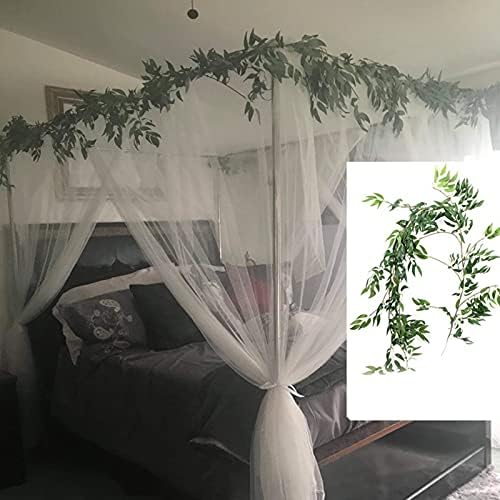Obokidly Long Willow Vine Plants Bed Curtain Bedroom Decoration for Adults Girls Boys Bed Canopies Child Gift (One Size, Green-Decoration Accessories)