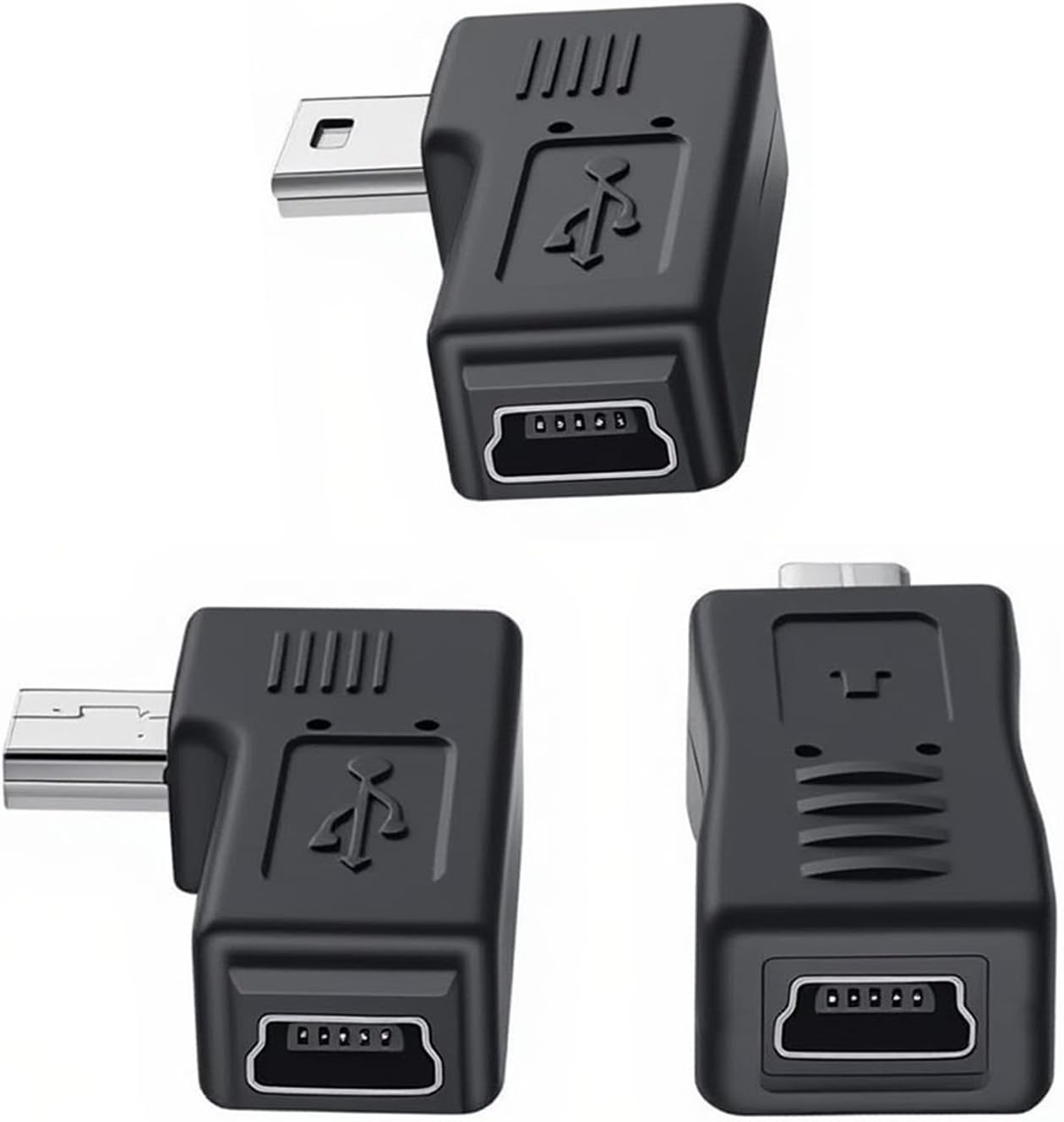 Mini USB to Mini USB Adapter Plug [6 Pack] USB 5Pin Male to Female Adapter Converter 90 Degree Left and Right Angled