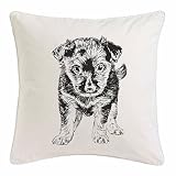 Hundewelpe – Kissenbezug 40x40 cm Baumwolle – Hundezucht Haushund Hundezwinger Züchter Welp – Wohnung Bett