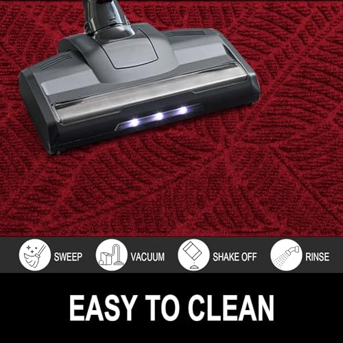 Colorxy Waterproof Doormat, Sturdy Natural Rubber Front Indoor Mat, Non Slip Low Profile Indoor Outdoor Door Mats, Stain and Fade Resistant Floor Mat, Easy Clean Patio Entry Rug, 59''x36'', Burgundy