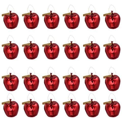 Wakauto Mini Apple Ornaments Hanging Apple Pendant Christmas Tree Baubles Decoration for Xmas Gilded Decoration, Apple Ornament Reflecting Light Red 24pcs Cover