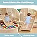 OLAKIDS Indoor Jungle Gym, 9 in 1 Wooden Montessori Baby Climbing Toys with Adjustable 2 Swings Ramp, Monkey Bar Basketball Hoop Ladder Climb Net (Natural)