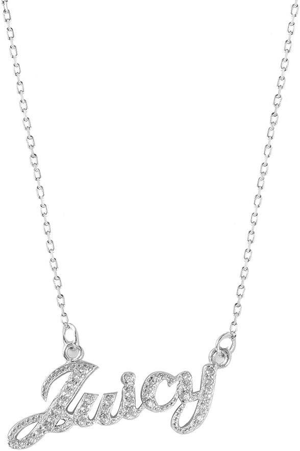 CloseoutWarehouse Clear Cubic Zirconia Juicy Necklace Rhodium Plated Sterling Silver