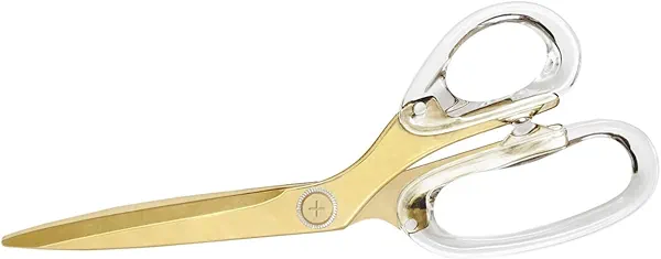 russell+hazel Acrylic Scissors, Left or Right Hand All-Purpose Scissors, Clear and Gold-Toned Comfort-Grip Scissors, 9” (26002)