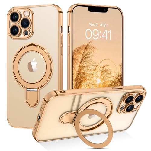 Coque iPhone 12 Pro Max transparente dorée avec support invisible
