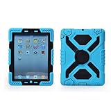 Pepkoo Ipad Mini Silicone Plastic Protective Dual Layer Shock Absorbing Kid-proof Case Built in Stand Designed for the Apple Ipad Mini / Ipad Mini 2 (Blue/Black)
