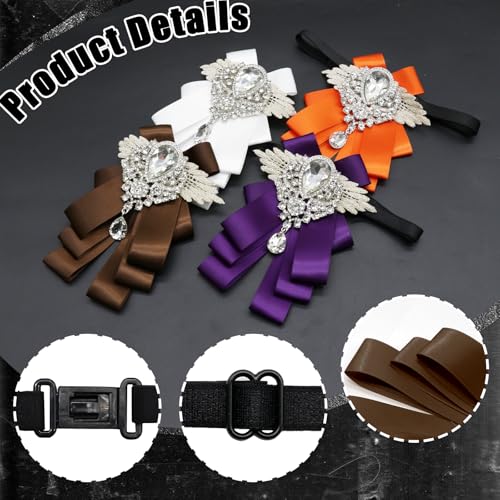 Image of Luckyvestir Womens Mens Bow Tie Ribbon Black Rhinestone Bow Ties Men Large Crystal Bowknot Bowtie for Wedding Party Banquet