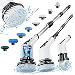 Electric Spin Scrubber, Leebein New Cordless Cleaning Brush with 8 Replaceable Drill Brush Heads, Tub and Floor Tile 360 Power Scrubber Mop with 54 Inch Adjustable Handle for Bathroom Kitchen Car