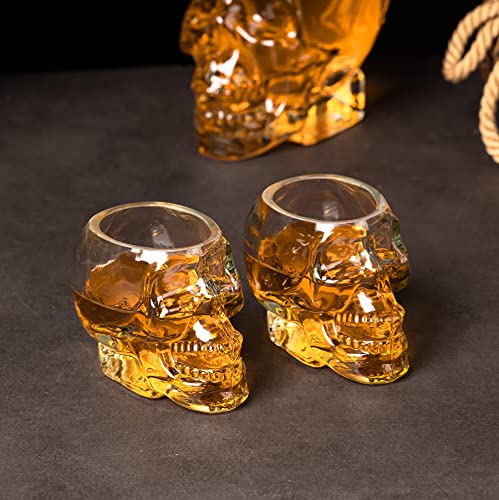 Glass Skull Decanter,750 Ml Whiskey Decanter Set With 2 Skull 3 Oz Glasses For Halloween Themed Party, Personalized Drinking Cup For Cocktail Wine Vodka As A Skull Gifts Placed In The Wine Cabinet #TOP4
