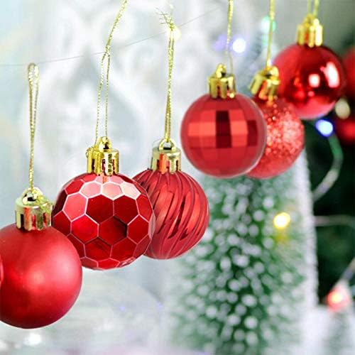 Christmas Baubles 34 Pcs, Plastic Christmas Tree Decorations Bauble Ornaments, Shatterproof Mini Hanging Christmas Balls for Xmas Wedding New Year Home Party Decoration (4cm) Gold or Red Optional