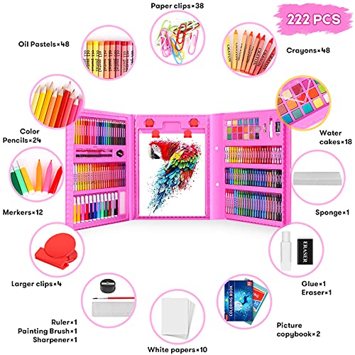 Ibayam Art Kit, Art Supplies Drawing Kits, Arts And Crafts For Kids, Gifts For Teen Girls Boys 6-8-9-12, Art Set Case With Trifold Easel, Sketch Pad, Coloring Book, Pastels, Crayons, Pencils #TOP1