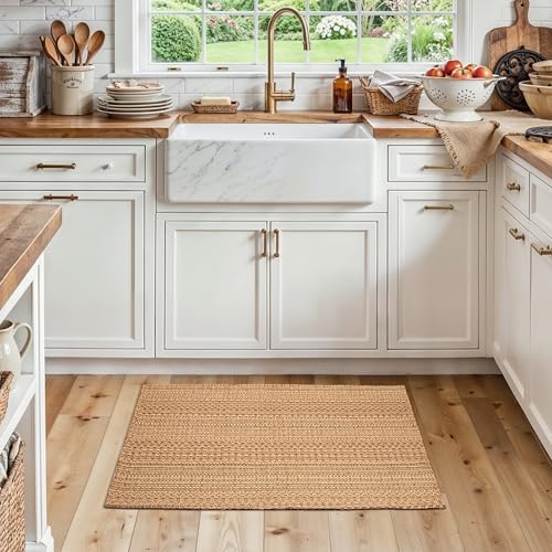 MatEssenz 20"x30" Kitchen Mats for Floor, Woven Kitchen Rugs, Machine Washable Mats Boho Style, Non Slip, Anti-Skid TPR Backing for Kitchen, Non-Slip, Durable, Easy Clean, Everyday Use