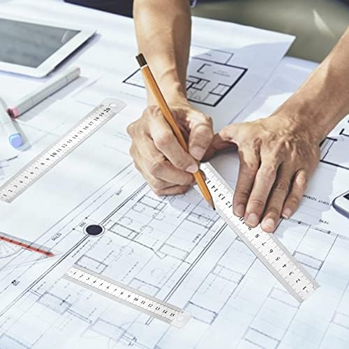 CORSEHILD Stainless Steel Ruler,Metal Rulers,9Pcs Metal Metric Straight Edge Ruler with 3 Size(6/8/12inch),Metric and Imperial Precision Ruler Office Ruler for Engineering Teaching Measurements