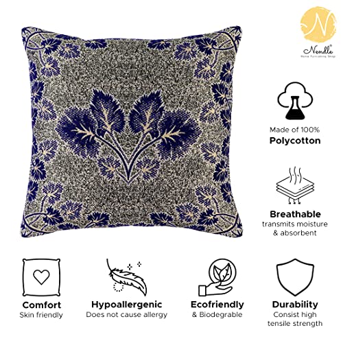 Image of Nendle Jacquard Weaved 16X16 Inch Polycotton Ethnic Floral 210 TC Cushion Cover Set Of 5 (40 * 40Cm, Purple)