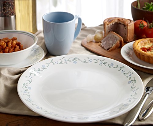 Corelle Vitrelle Glass 12-Piece Country Cottage Chip and Break Resistant Dinner Set, Green/Blue - 3029B - Image 3
