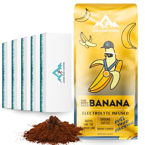Image of Long Run Coffee - Hydrating Coffee with Electrolytes - All Natural Energy + Hydration + Recovery for Athletes - Stomach Friendly Electrolyte Coffee for Runners (5 lb, Banana Bread)