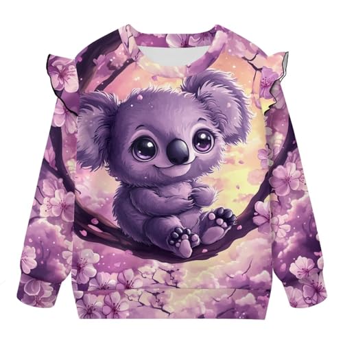 Cute Sweatshirts for Girls Ruffle Long Sleeve Shirts for Toddler Girls Size 1-8 Years Active Athletic Tops4