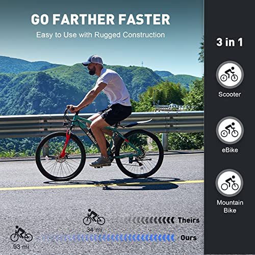 Viribus Electric Bike For Adults With Aluminum Frame, 26" Shimano 21 Speed E Bicycle With 350W Brushless Motor, 48V 10.4Ah Lithium Battery, Disk Brakes, Throttle Pedal Assist, Ebike For Men #TOP1