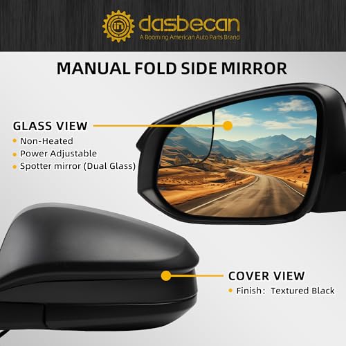 Dasbecan Left Driver Side Mirror Compatible with 2016 2017 2018 Toyota RAV4 Non-Heated Power Adjustable Manual Fold Door Mirror Black 3 Pins TO1320345 87940-0R210 by Dasbecan - Used condition - Image 3