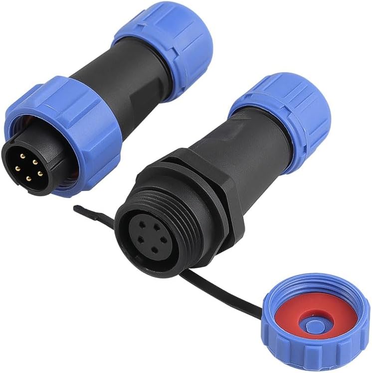 SP13 Aviation Connector 5 Pin, SP13 Connectors 5-pin Plug and Socket, Light Connector for Outdoor Lights, Waterproof Dustproof IP68