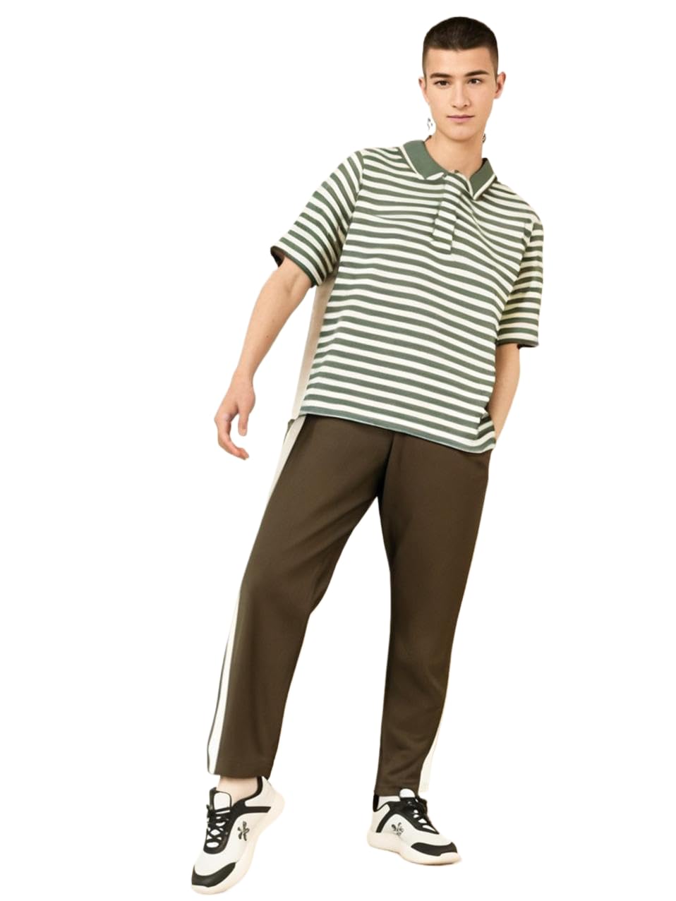 Men Striped Cotton Rich Tracksuit| Collar Tshirts|Color block Trackpant|Half Sleeves|Regular Fit-M3701-image-26