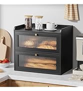 Kitsure Bread Box - 2-Tier Bamboo Bread Box for Kitchen Countertop, Bread Storage Container with ...