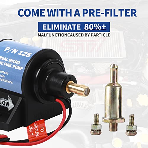 CarBole 12V Electric Fuel Pump 12S 2 Wire Hook Up 5/16 Inch 4-7 Psi Transfer Pump Self- Primming for Toyota, Ford Vehicles - Thumbnail 5