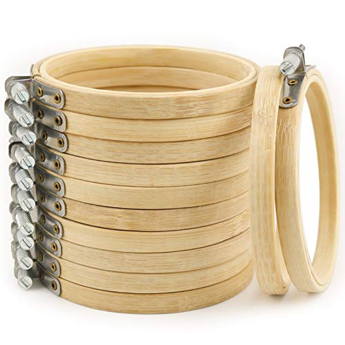 Similane 12 Pieces 4 Inch Embroidery Hoops Bamboo Circle Cross Stitch Hoop Ring for Embroidery and Cross Stitch