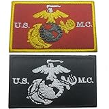 FFILL 2 Pack US Marine Corps Flag Patch Army Force Flags Tactical Patch Pride Flag Patch for Clothes Hat Patch Team Military Patches, red Black and White, hjlzd-333