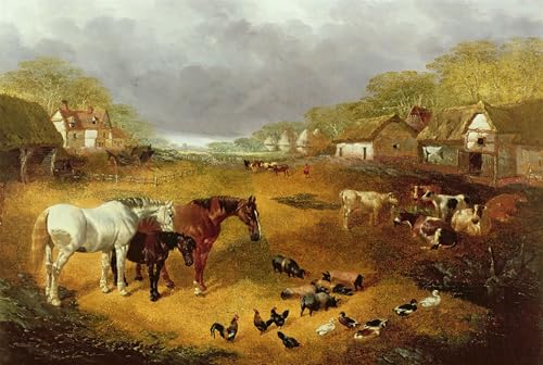 Cuadro Un corral en primavera de John Frederick Herring para salón 60x90cm