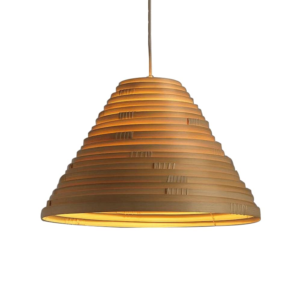 Luminaire Suspendu en Bambou Abat-Jour Rotin Lustre de Ferme Vintage E27