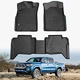 KARPAL Floor Mats Fit for Toyota Tacoma 2005-2015 Double Cab (Footwell Coverage), Custom Fit All Weather TPE Floor Liners, 1st & 2nd Row Mat, Tacoma Accessories