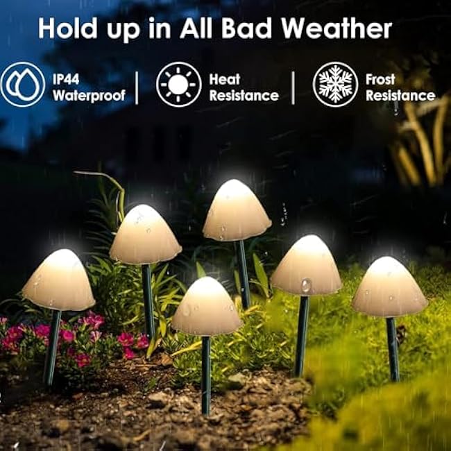 Outdoor Solar Garden Lights Mini Solar Mushroom Light Warm White