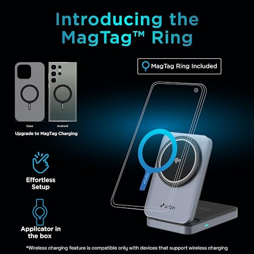 Image of URBN Qi2 Certified 3-in-1 MagSafe Wireless Charging Stand | Foldable Charger for Apple iWatch, AirPods, iPhone 16 /16 Pro /16 Plus /15 /15 Pro Max & Qi-Compatible Smartphones | Sleek Design