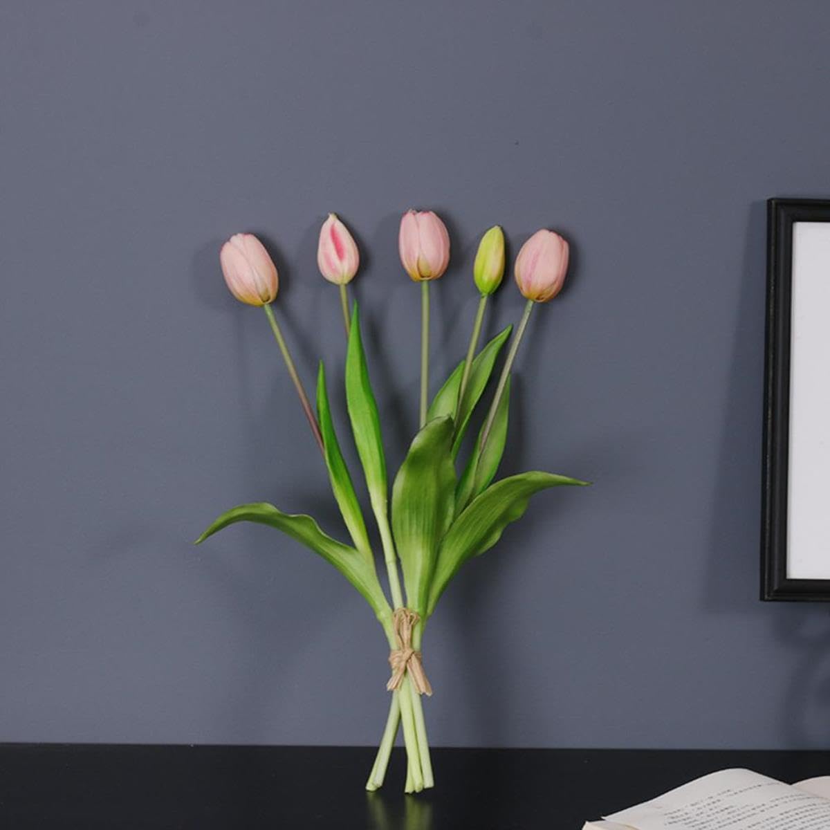 Amazon.de: JUKIJI Knstliche Tulpen aus weichem Gummi, bunt, Handbindung,  Dekoration fr Wohnzimmer, Esstisch, Hochzeit, Party, Gelb, 5 Stck