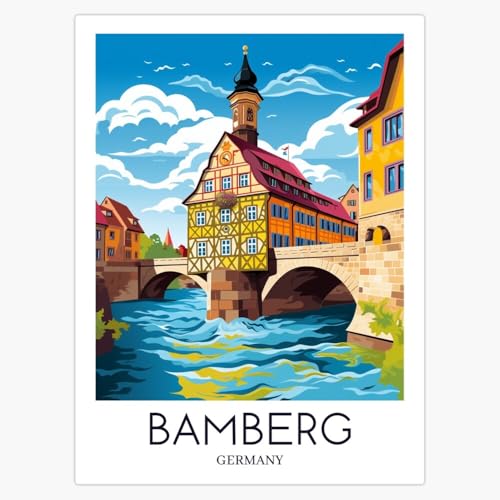 Bamberg Germany Medieval Town Architecture Pop Art Travel 5" Vinyl Decal Bumper Sticker