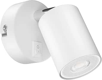 Spot Mural WAIKA 1 Flamme Avec Interrupteur - GU10, Blanc Mat - Ampoule LED Incluse (blanc Chaud 227lm, 2,4W) - 230V Direct - 8