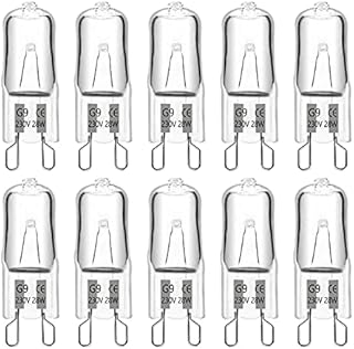 G9 Halogen Light Bulbs 230V 28W Dimmable, 370LM Warm White 2700K, 360° Beam Angle, No Flicker, G9 Halogen Capsule Bulbs for Cooking Lighting, Wax Lamp, RV Light, Chandelier and Ceiling Lights, 10 Pack