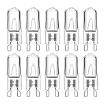 G9 Halogen Light Bulbs 230V 28W Dimmable, 370LM Warm White 2700K, 360° Beam Angle, No Flicker, G9 Halogen Capsule Bulbs for Cooking Lighting, Wax Lamp, RV Light, Chandelier and Ceiling Lights, 10 Pack