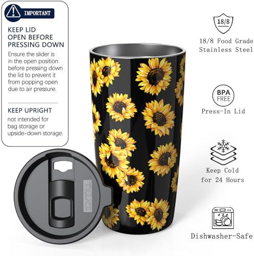 TILUCK 20 oz Insulated Coffee Tumbler with BPA-Free Lid - 1