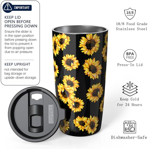 TILUCK 20 oz Insulated Coffee Tumbler with BPA-Free Lid