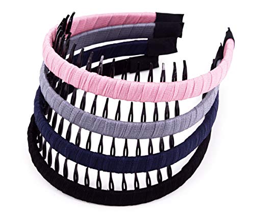 STHUAHE4Pcs Women Girls Fashion Multicolor Resin Sharks Toothed Comb Hair Hoop Hairband Headband Hair Accessories by Beauty hair (4 Colors)