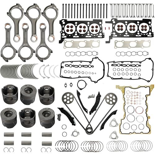 Timing Chain Kit Connecting Rods Piston & Ring Kit Head Gasket Set w/Head Bolts Bearings Fit for Jeep Chrysler Dodge Challenger Charger Grand Cherokee Wrangler Ram 1500 Diesel 3.0L 2014-2019