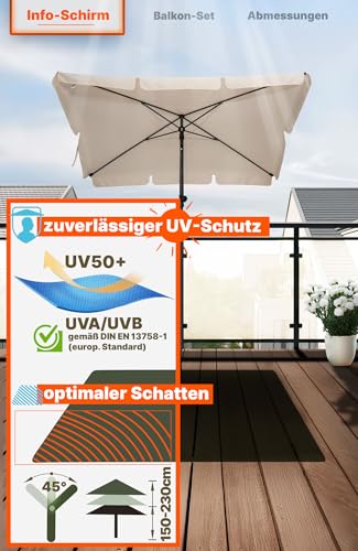 Kleiner Sonnenschirm für Balkon und Terrasse mit Knickfunktion